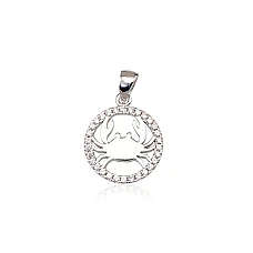 Silver pendant, 2.7 g, Silver 925 fineness, Rhodium (Plating), Zirkons, Cancer