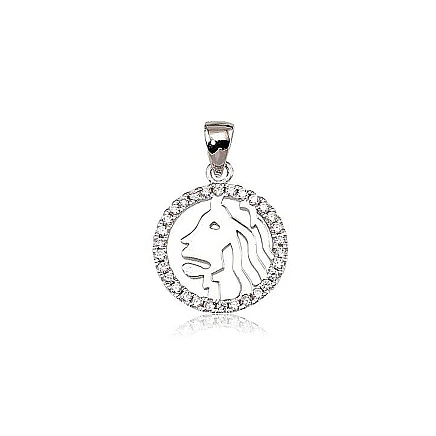 Zodiaka zīmes, Lauva - Sudraba kulons, 2.7 g, Sudrabs 925 prove, rodijs (pārklājums), Cirkoni, Lauva