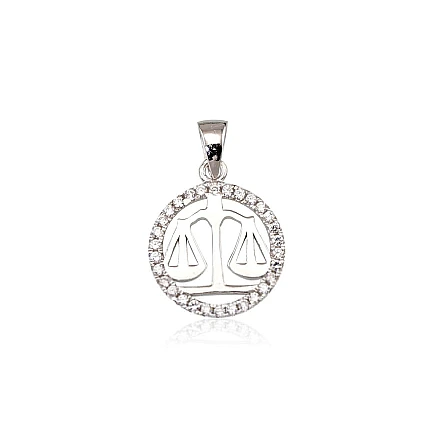 Zodiaka zīmes, Svari - Sudraba kulons, 2.2 g, Sudrabs 925 prove, rodijs (pārklājums), Cirkoni, Svari