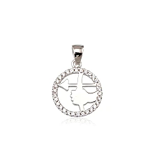 Серебряный кулон, 2.7 g, Серебро 925 проба, родий (покрытие), Цирконы, Стрелец
