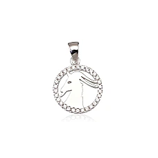 Silver pendant, 2.4 g, Silver 925 fineness, Rhodium (Plating), Zirkons, Capricorn