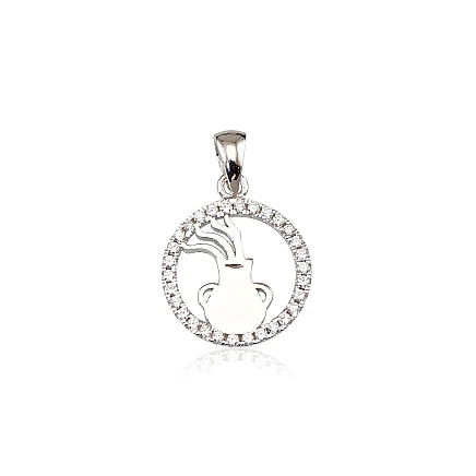 Zodiaka zīmes, Ūdensvīrs - Sudraba kulons, 2.4 g, Sudrabs 925 prove, rodijs (pārklājums), Cirkoni, Ūdensvīrs