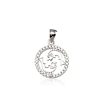 Silver pendant, 2.5 g, Silver 925 fineness, Rhodium (Plating), Zirkons, Aquarius