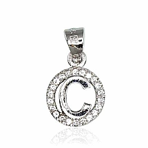 Серебряный кулон, 1.1 g, Серебро 925 проба, родий (покрытие), Цирконы