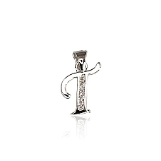 Серебряный кулон, 0.6 g, Серебро 925 проба, родий (покрытие), Цирконы