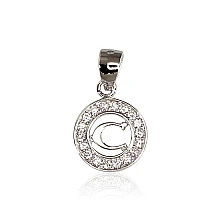 Серебряный кулон, 1.1 g, Серебро 925 проба, родий (покрытие), Цирконы