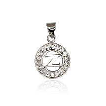 Серебряный кулон, 1.2 g, Серебро 925 проба, родий (покрытие), Цирконы