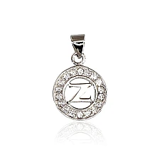Серебряный кулон, 1.2 g, Серебро 925 проба, родий (покрытие), Цирконы