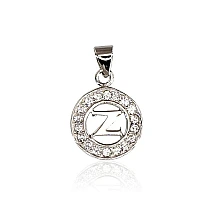 Серебряный кулон, 1.3 g, Серебро 925 проба, родий (покрытие), Цирконы