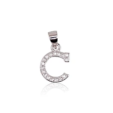 Серебряный кулон, 1.4 g, Серебро 925 проба, родий (покрытие), Цирконы