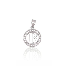 Серебряный кулон, 1.8 g, Серебро 925 проба, родий (покрытие), Цирконы