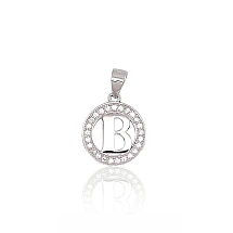 Серебряный кулон, 1.9 g, Серебро 925 проба, родий (покрытие), Цирконы
