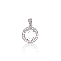Серебряный кулон, 1.8 g, Серебро 925 проба, родий (покрытие), Цирконы