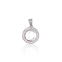 Серебряный кулон, 1.9 g, Серебро 925 проба, родий (покрытие), Цирконы