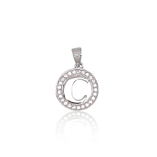Серебряный кулон, 1.9 g, Серебро 925 проба, родий (покрытие), Цирконы
