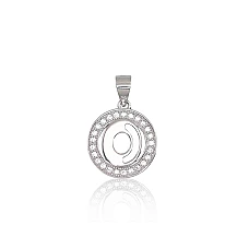 Серебряный кулон, 1.8 g, Серебро 925 проба, родий (покрытие), Цирконы