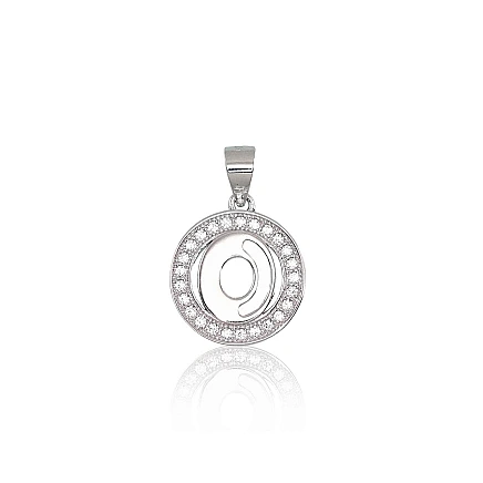 Буквы,  - Серебряный кулон, 1.9 g, Серебро 925 проба, родий (покрытие), Цирконы