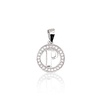 Серебряный кулон, 2 g, Серебро 925 проба, родий (покрытие), Цирконы