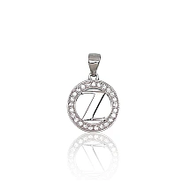 Серебряный кулон, 1.8 g, Серебро 925 проба, родий (покрытие), Цирконы