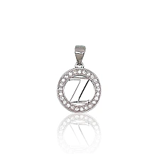Серебряный кулон, 1.8 g, Серебро 925 проба, родий (покрытие), Цирконы