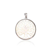 Silver pendant, Silver 925 fineness, Rhodium (Plating), Mother-of-pearl