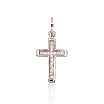 Серебряный кулон, 1.2 g, Серебро 925 проба, родий (покрытие), Цирконы