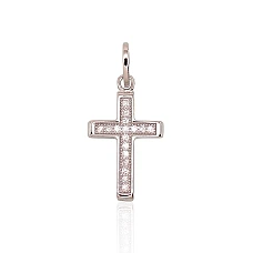 Серебряный кулон, 1.2 g, Серебро 925 проба, родий (покрытие), Цирконы