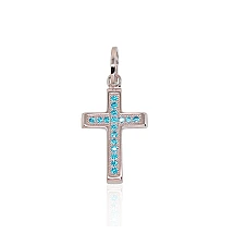 Серебряный кулон, 1.2 g, Серебро 925 проба, родий (покрытие), Цирконы