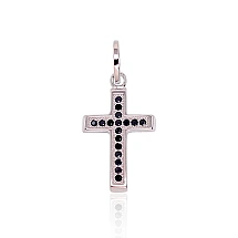Серебряный кулон, 1.2 g, Серебро 925 проба, родий (покрытие), Цирконы