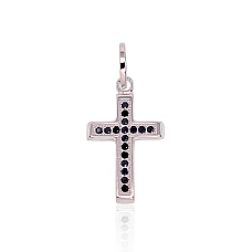 Серебряный кулон, 1.2 g, Серебро 925 проба, родий (покрытие), Цирконы