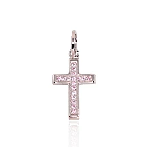 Серебряный кулон, 1.3 g, Серебро 925 проба, родий (покрытие), Цирконы