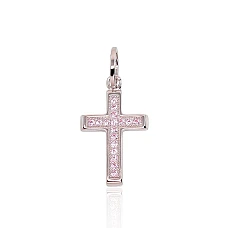 Серебряный кулон, 1.3 g, Серебро 925 проба, родий (покрытие), Цирконы
