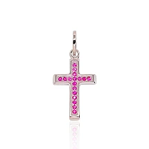 Серебряный кулон, 1.2 g, Серебро 925 проба, родий (покрытие), Цирконы