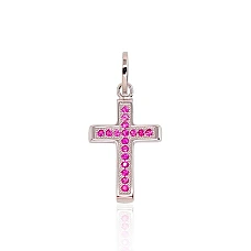 Серебряный кулон, 1.3 g, Серебро 925 проба, родий (покрытие), Цирконы