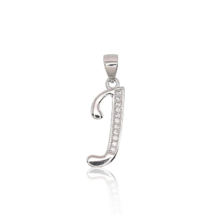 Letters, Letter J - Silver pendant, 1.4 g, Silver 925 fineness, Rhodium (Plating), Zirkons