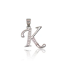 Серебряный кулон, 1.9 g, Серебро 925 проба, родий (покрытие), Цирконы