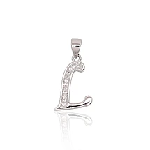 Серебряный кулон, 1.3 g, Серебро 925 проба, родий (покрытие), Цирконы