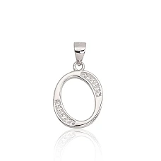 Серебряный кулон, 1.6 g, Серебро 925 проба, родий (покрытие), Цирконы