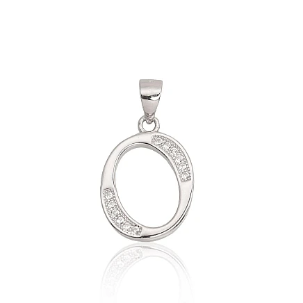 Letters, Letter O - Silver pendant, 1.6 g, Silver 925 fineness, Rhodium (Plating), Zirkons