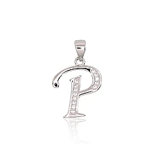 Серебряный кулон, 1.7 g, Серебро 925 проба, родий (покрытие), Цирконы