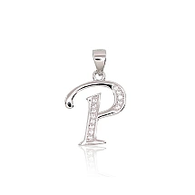 Серебряный кулон, 1.8 g, Серебро 925 проба, родий (покрытие), Цирконы