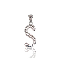 Серебряный кулон, 1.5 g, Серебро 925 проба, родий (покрытие), Цирконы