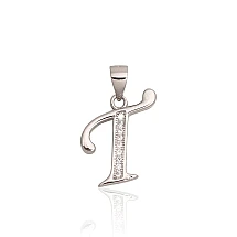 Серебряный кулон, 1.3 g, Серебро 925 проба, родий (покрытие), Цирконы
