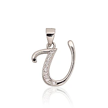 Серебряный кулон, 1.4 g, Серебро 925 проба, родий (покрытие), Цирконы