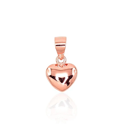 С золотым покрытием, Сердечко - Серебряный кулон, 0.8 g, Серебро 925 проба, красное золото (покрытие)