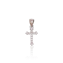 Серебряный кулон, 0.7 g, Серебро 925 проба, родий (покрытие), Цирконы