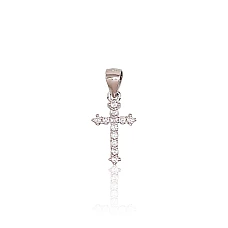 Серебряный кулон, 0.8 g, Серебро 925 проба, родий (покрытие), Цирконы