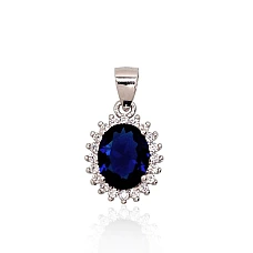 Серебряный кулон, 1.5 g, Серебро 925 проба, родий (покрытие), Цирконы