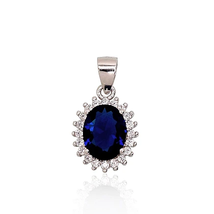 Женские,  - Серебряный кулон, 1.6 g, Серебро 925 проба, родий (покрытие), Цирконы