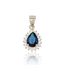Серебряный кулон, 1.5 g, Серебро 925 проба, родий (покрытие), Цирконы